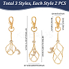 6Pcs 3 Styles Moon & Star Alloy Swivel Lobster Claw Clasps & Brass Cable Chains AJEW-UN00040-3