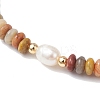 Natural Crazy Agate Rondelle & Pearl Beaded Stretch Bracelets BJEW-JB09918-05-3