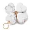 Natural Howlite Clover Pendants PALLOY-JF03180-01-4