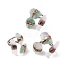 Natural Fluorite & Quartz Crystal Irregular Nugget Open Cuff Ring RJEW-I082-07R-03-1