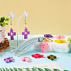 24Pcs 6 Colors Flocking Resin Hollow Pendants RESI-TA0002-76-7