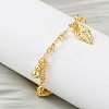 Leaf & Gourd Brass Charm Bracelets BJEW-K248-03G-4