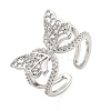304 Stainless Steel Cubic Zirconia Open Cuff Ring for Women RJEW-S406-05P-01-1
