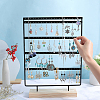 1 Set 5-Tier Rectangle Iron Jewelry Dangle Earring Organizer Holder with Wooden Base EDIS-SC0001-07A-3