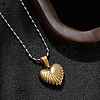 304 Stainless Steel Grooved Heart Pendant Necklaces for Women NJEW-S439-03B-GP-3