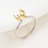 Antler Shape 925 Sterling Silver Micro Pave Cubic Zirconia Cuff Rings for Women RJEW-U046-01P-1