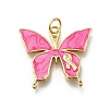 October Breast Cancer Pink Awareness Ribbon Brass Enamel Pendants KK-G525-10G-01-1