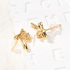 Brass Micro Pave Clear Cubic Zirconia Bowknot Stud Earrings EJEW-C158-14A-G-3
