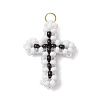 Beaded Cross Charms PALLOY-GD00002-02-1