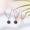 Flat Round with Letter Alloy Enamel Wine Glass Charms AJEW-AB00184-03-4