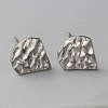 304 Stainless Steel Textured Geometry Stud Earring Findings with Hole STAS-WH0027-54M-2
