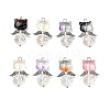 8Pcs 8 Colors Glass Beaded Pendants PALLOY-JF04426-1