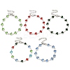 304 Stainless Steel & Glass Heart Link Chain Bracelets for Women BJEW-P334-12P-1
