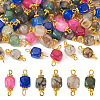 6 Sets 6 Colors  Natural Agate Dyed Connector Charms FIND-TA0002-41-2