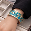 Butterfly 304 Stainless Steel & Imitation Leather Cuff Bangles FS-WGE67E3-12-1