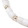 Natural Freshwater Shell Column Beaded Stretch Bracelets for Women BJEW-JB10934-3