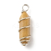 Natural Topaz Jade Double Terminal Pointed Pendants PALLOY-JF01686-04-2