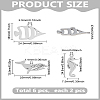 6Pcs 3 Styles 304 Stainless Steel Pendants STAS-LP0003-24-2