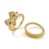 Bowknot Brass Micro Pave Clear Cubic Zirconia Double Rings RJEW-Z050-25G-1