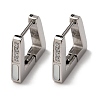 304 Stainless Steel Clear Cubic Zirconia Trapezoid Hoop Earrings EJEW-D331-17P-2