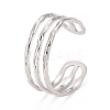 Non-Tarnish 304 Stainless Steel Triple Line Open Cuff Ring for Women X-RJEW-C025-12P-1