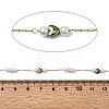 Handmade 304 Stainless Steel ABS Plastic Pearl Round with Heart Link Chains CHS-L032-12G-2