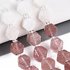 Natural Strawberry Quartz & Rainbow Moonstone & Green Aventurine Beads Strands G-T144-17B-02-2