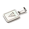304 Stainless Steel Pave Natural White Shell Pendants STAS-S130-03P-V-2