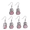 Natural Rose Quartz Owl Dangle Earrings EJEW-A092-08P-04-1