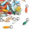 50Pcs 10 Colors Glass Pendants PALLOY-YW00184-1