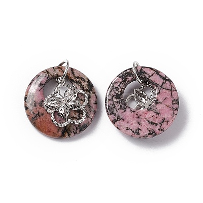 Natural Rhodonite Pendants G-P484-01P-06-1
