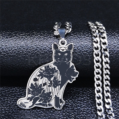 201 Stainless Steel Enamel Pendant Necklaces NJEW-P293-03P-1