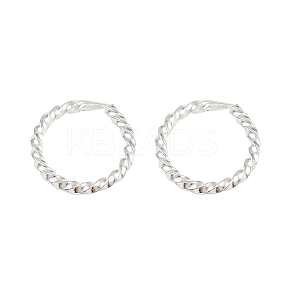Brass Twist Ring Hoop Earrings EJEW-F378-01S-1