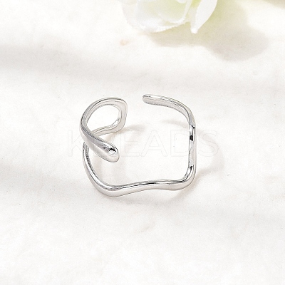 304 Stainless Steel Open Cuff Rings for Women RJEW-K313-13P-1