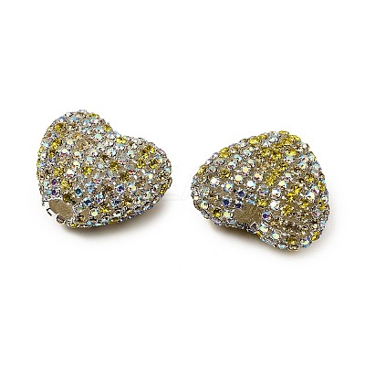 Sparkling Acrylic Heart Beads with Rhinestone Embellishment OACR-NH0001-02B-05-1