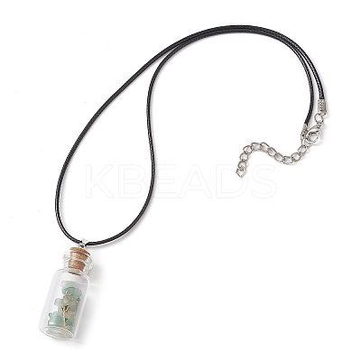 Glass Wish Bottle Pendant Necklace NJEW-JN04609-01-1