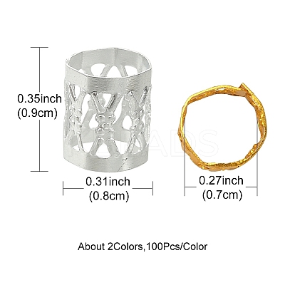 200Pcs 2 Colors Aluminum Dreadlocks Beads Hair Decoration ALUM-YW0001-05-1