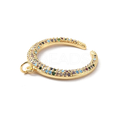 Rack Plating Brass Micro Pave Cubic Zirconia Pendants KK-F852-15G-1