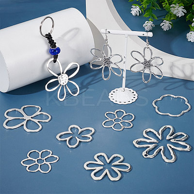 16Pcs 8 Styles Tibetan Style Alloy Flower Pendants FIND-GA0007-06-1