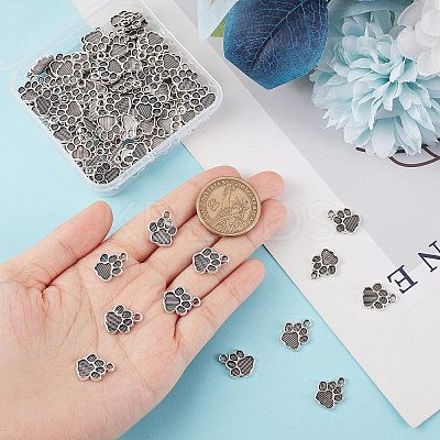 100Pcs Dog Paw Prints Tibetan Style Alloy Pendant Enamel Settings FIND-SC0004-30-1