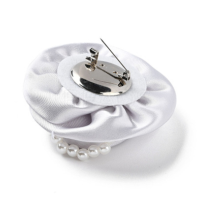 Flower Cloth with Plastic Pearl Brooch Pin LS-JEWB-K013-01P-06-1