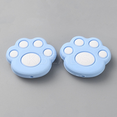 Paw Print Food Grade Eco-Friendly Silicone Focal Beads LS-SIL-SZC0003-06D-1
