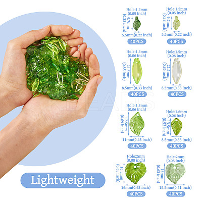 320Pcs 8 Style Transparent Acrylic Pendants TACR-TA0001-18-1