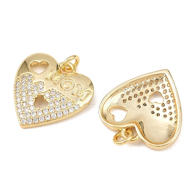 Mother's Day Brass Micro Pave Cubic Zirconia Pendants KK-L251-06G-04-1