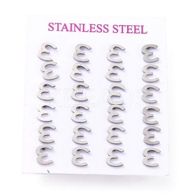 Tarnish Resistant 304 Stainless Steel Greek Alphabet Stud Earrings STAS-D007-07P-12-1
