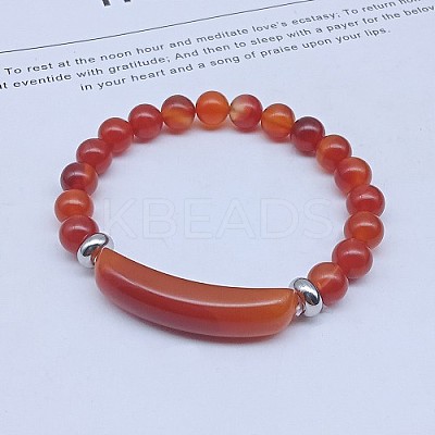 Natural Carnelian Bead Stretch Bracelets for Women Men MZ7269-11-1