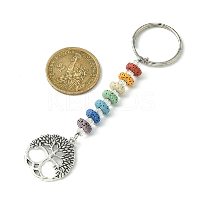 Chakra Natural Lava Rock & Alloy Tree of Life Pendant Keychain KEYC-JKC00644-04-1