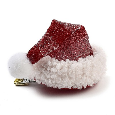 Christmas Hat Polyester Alligator Hair Clips for Women Girl AJEW-M012-02B-1