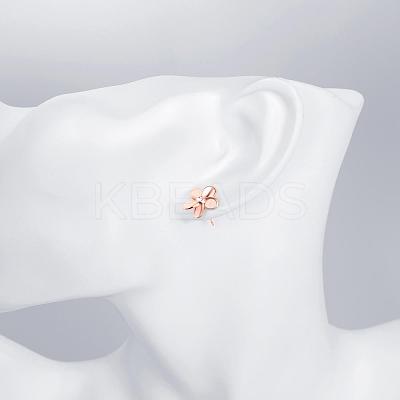 Elegant Tin Alloy Rhinestone Flower Stud Earrings for Women EJEW-BB02405-A-1