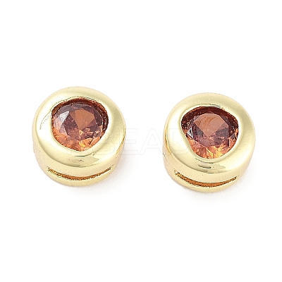 Brass with Single Cubic Zirconia Slide Charms KK-C051-27G-03-1